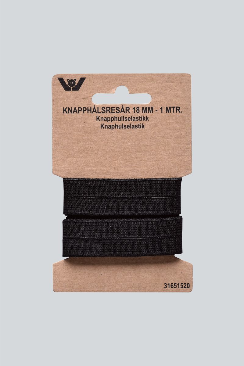 Elastikk m/knapphull - 18mm - 1m